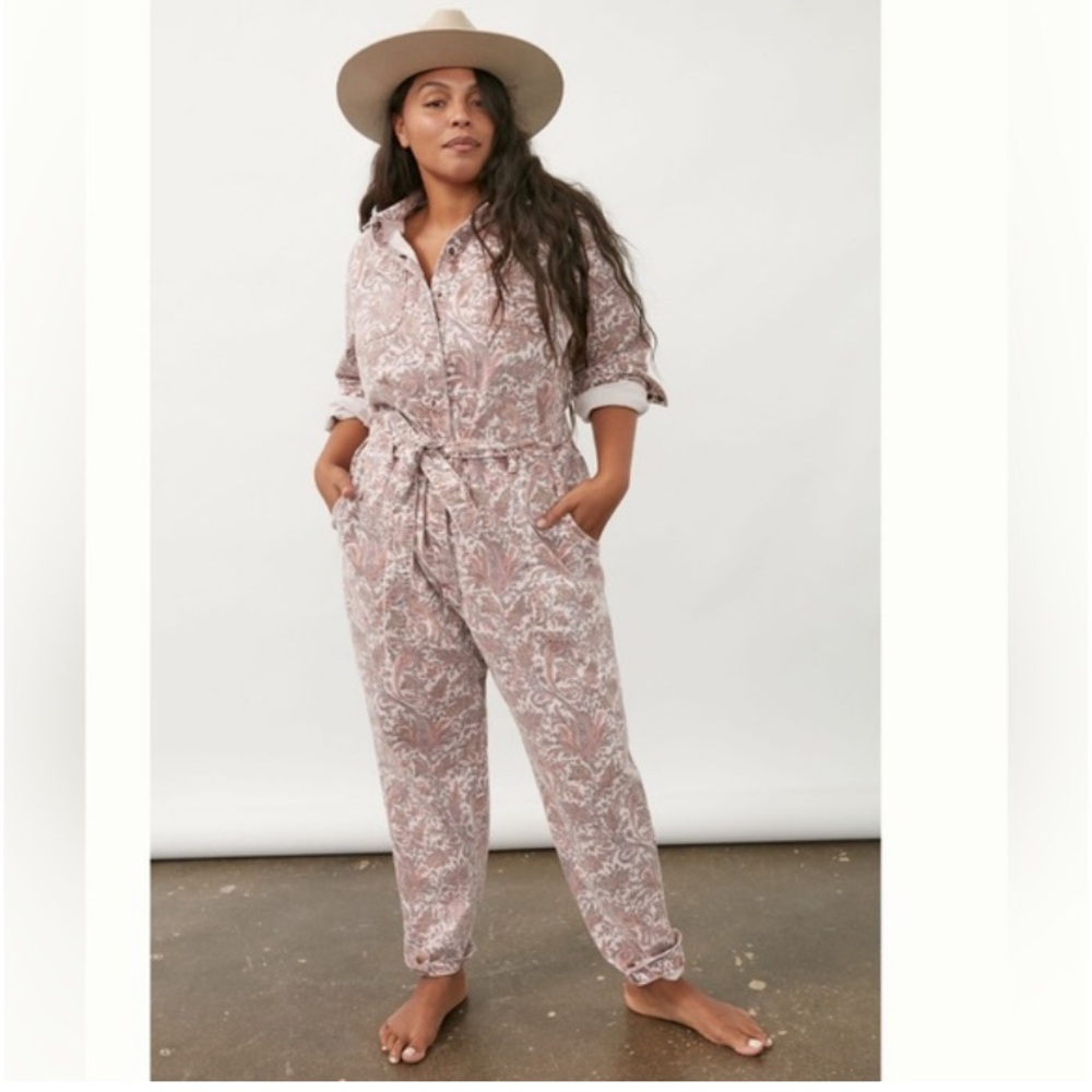 Anthropologie | Paisley Utility Denim Jumpsuit